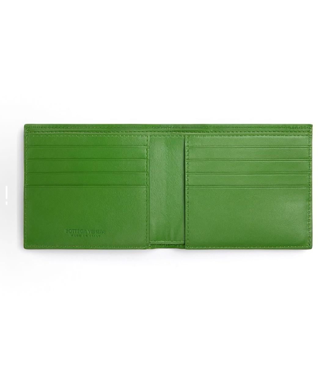 BOTTEGA VENETA Зеленый кожаный кошелек, фото 3