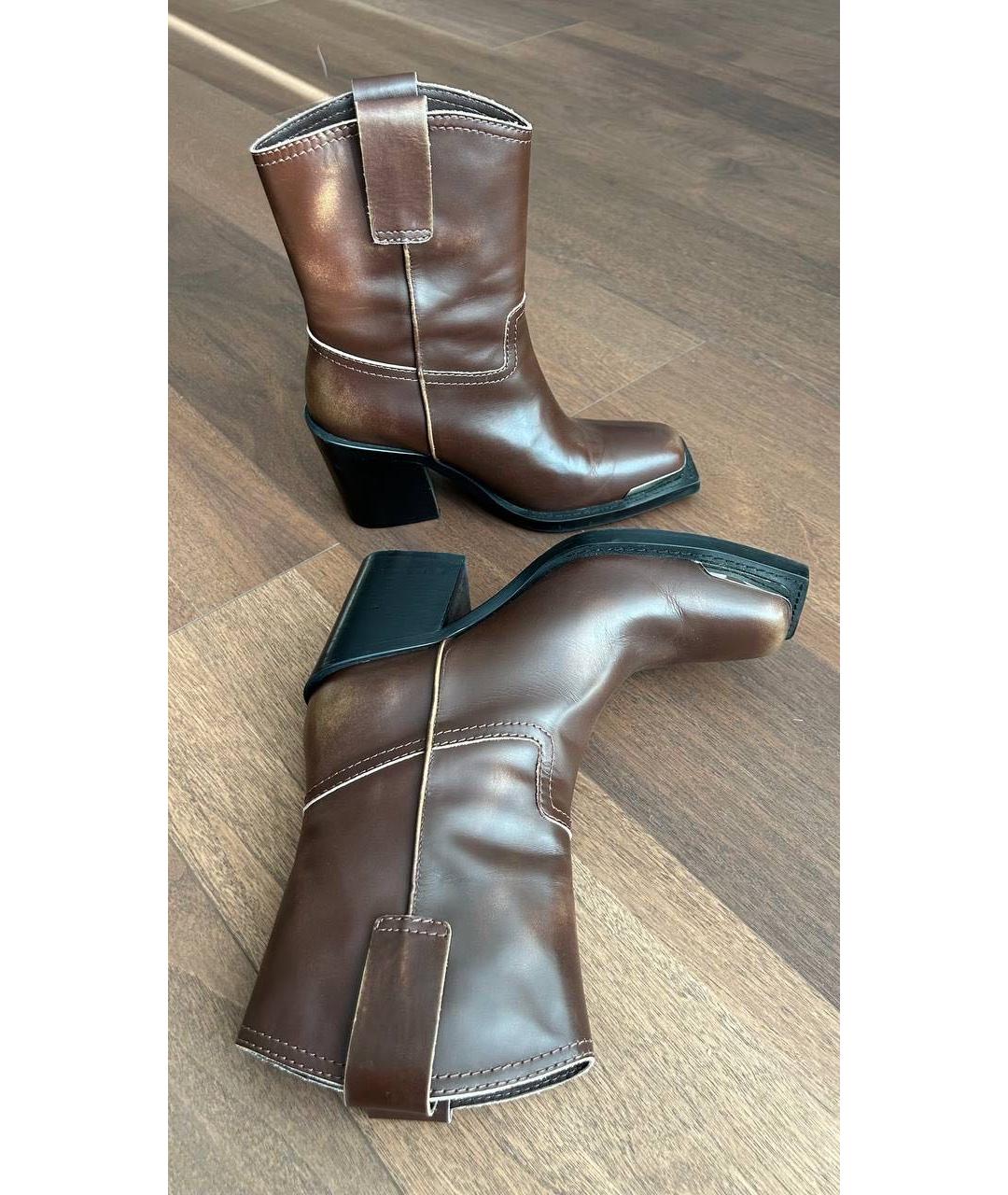 MIU MIU Коричневые кожаные полусапоги, фото 3