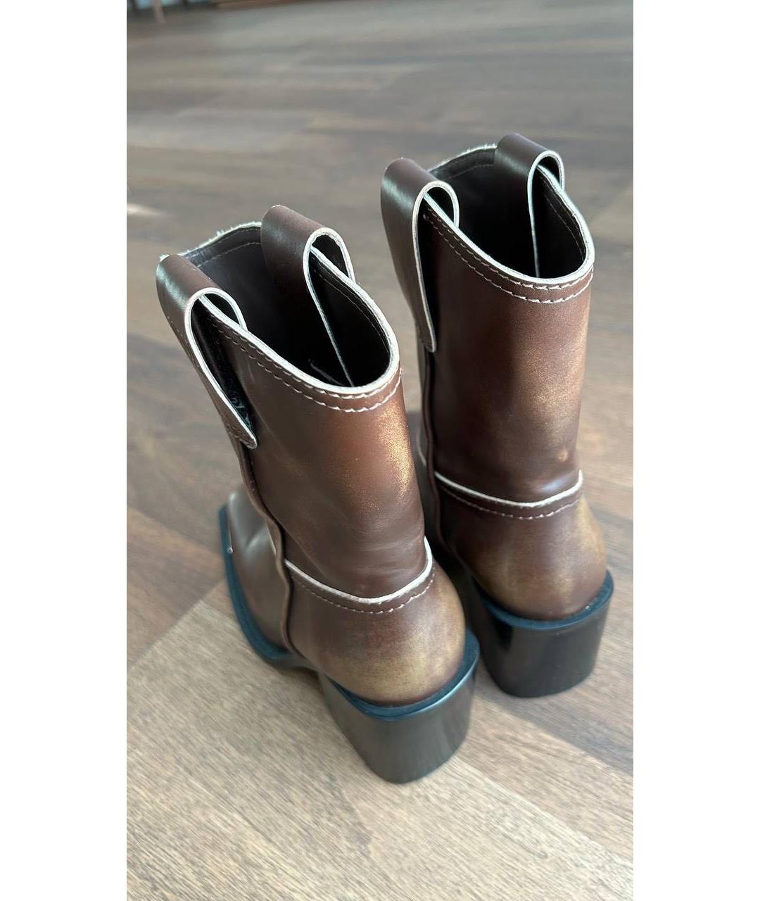 MIU MIU Коричневые кожаные полусапоги, фото 4