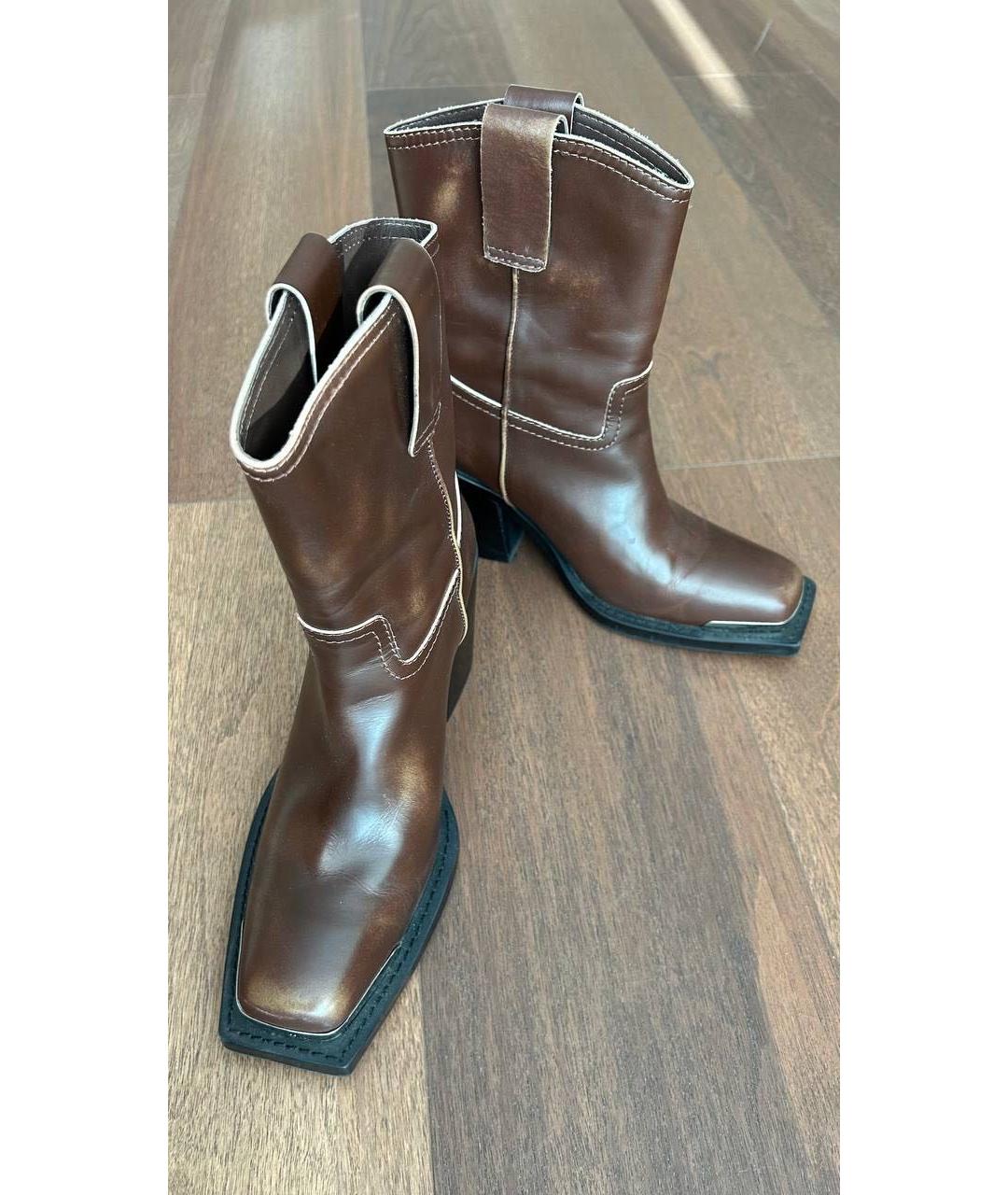 MIU MIU Коричневые кожаные полусапоги, фото 2