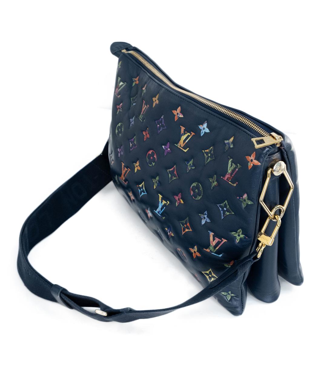 LOUIS VUITTON Темно-синяя кожаная сумка через плечо, фото 4