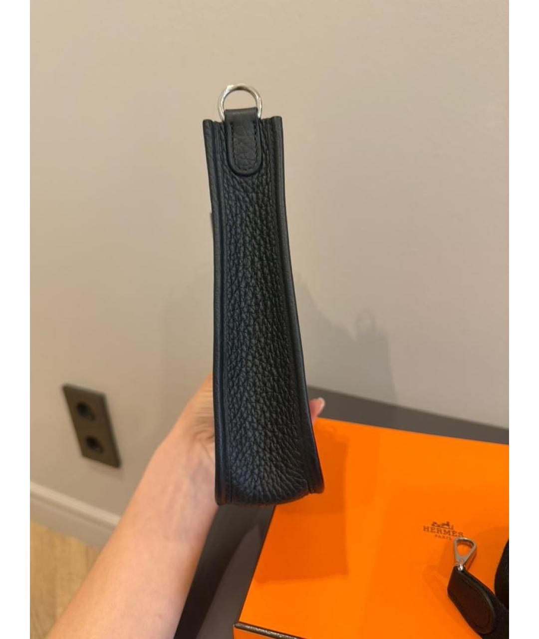 HERMES Черная кожаная сумка через плечо, фото 4