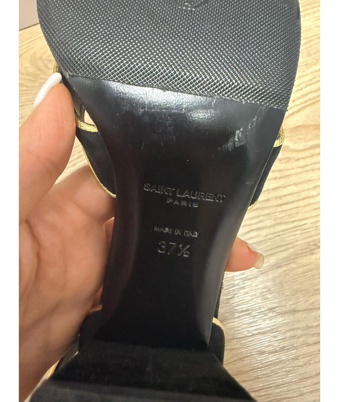 SAINT LAURENT Черные замшевые босоножки, фото 7