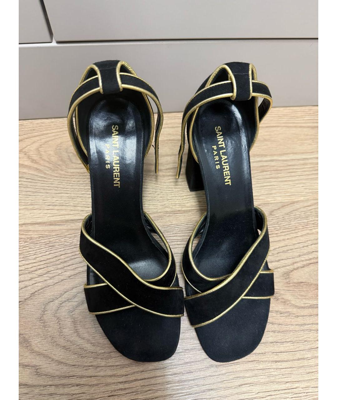 SAINT LAURENT Черные замшевые босоножки, фото 3