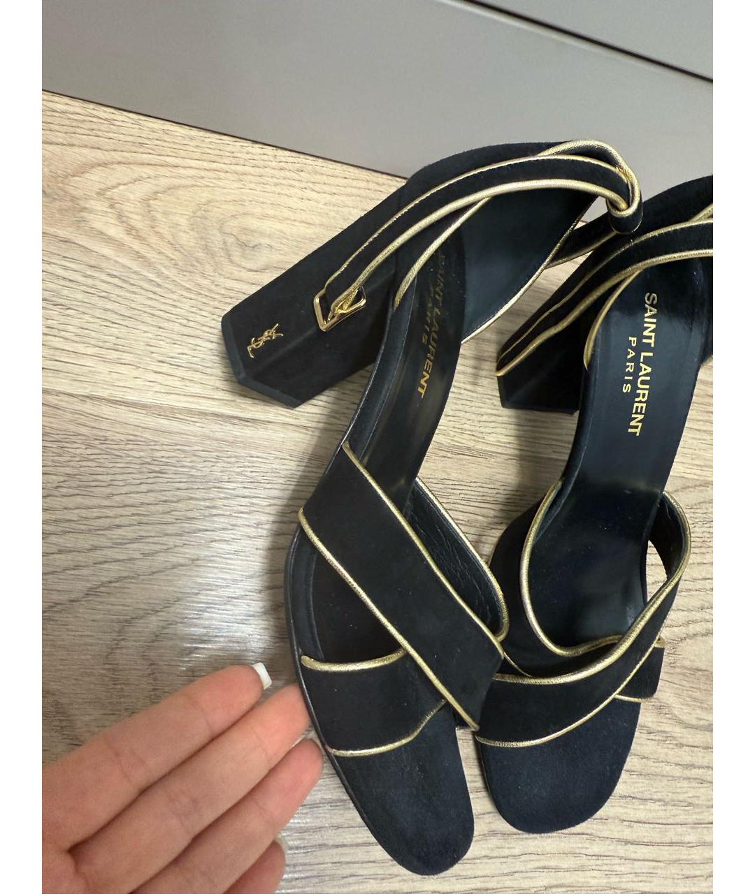 SAINT LAURENT Черные замшевые босоножки, фото 5