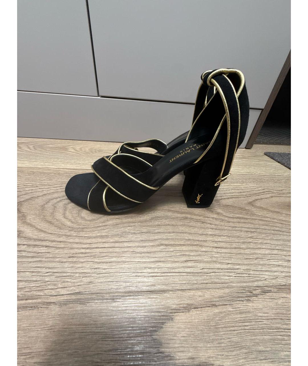 SAINT LAURENT Черные замшевые босоножки, фото 8