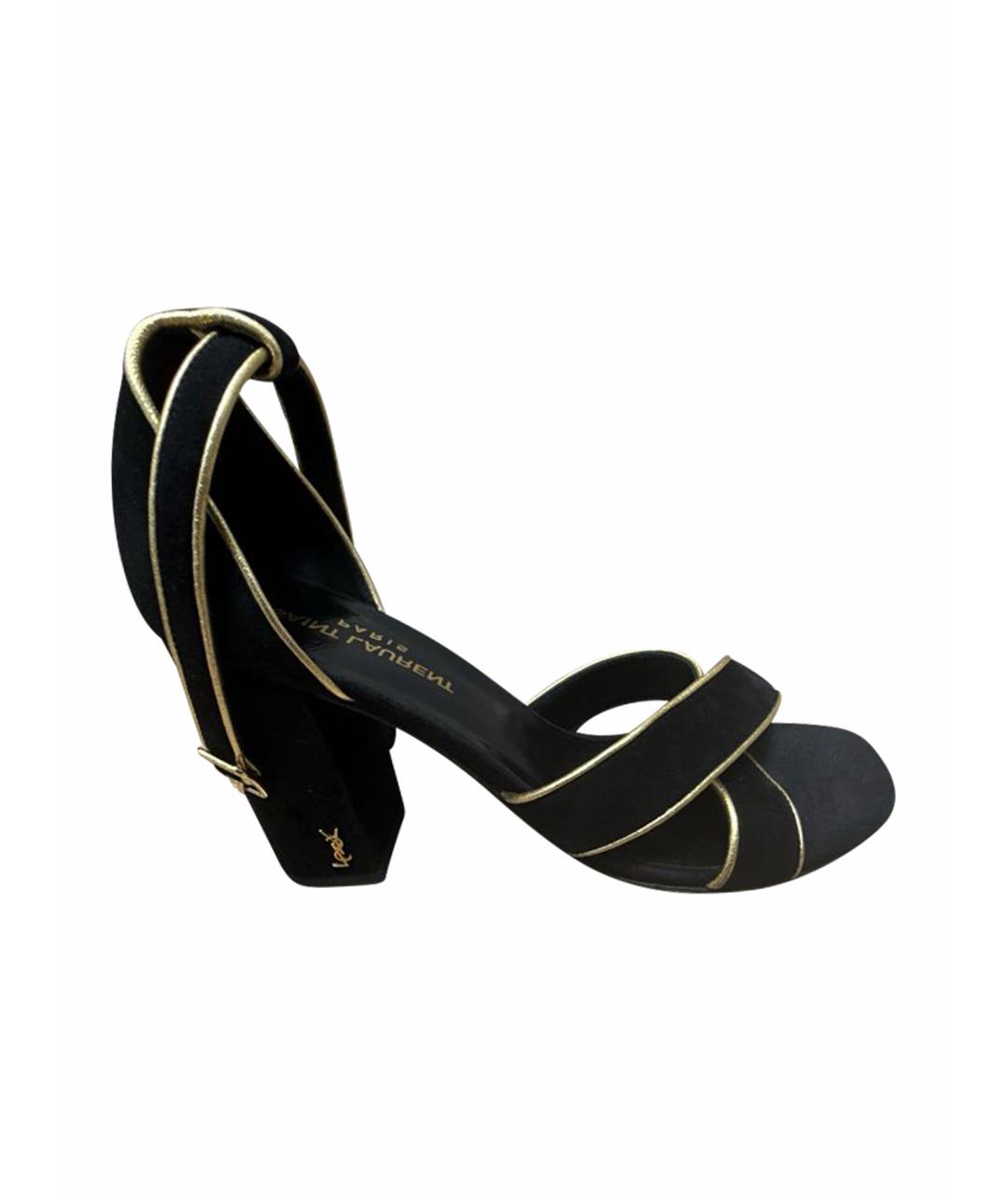 SAINT LAURENT Черные замшевые босоножки, фото 1