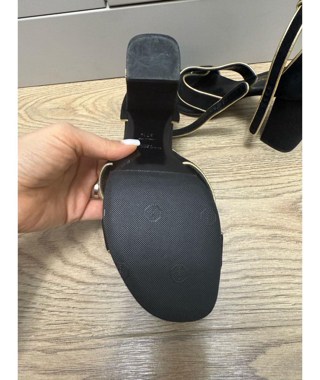 SAINT LAURENT Черные замшевые босоножки, фото 6