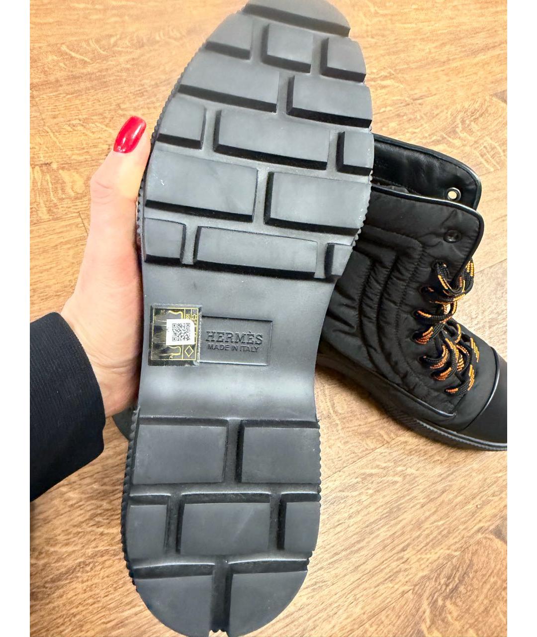 HERMES Черные синтетические ботинки, фото 6