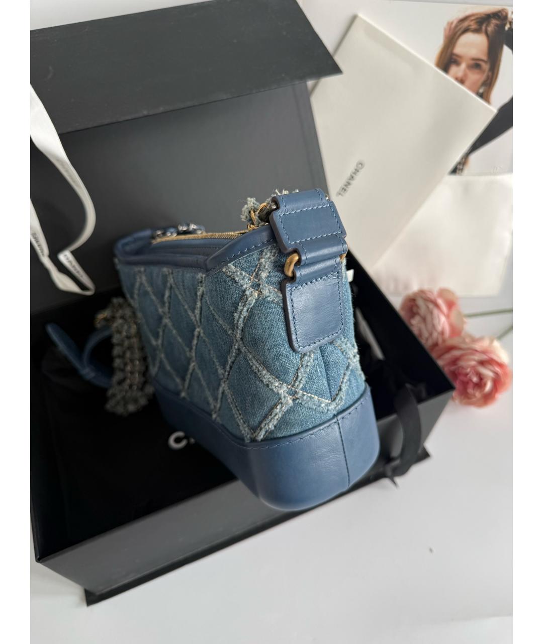 CHANEL Синяя деним сумка через плечо, фото 3