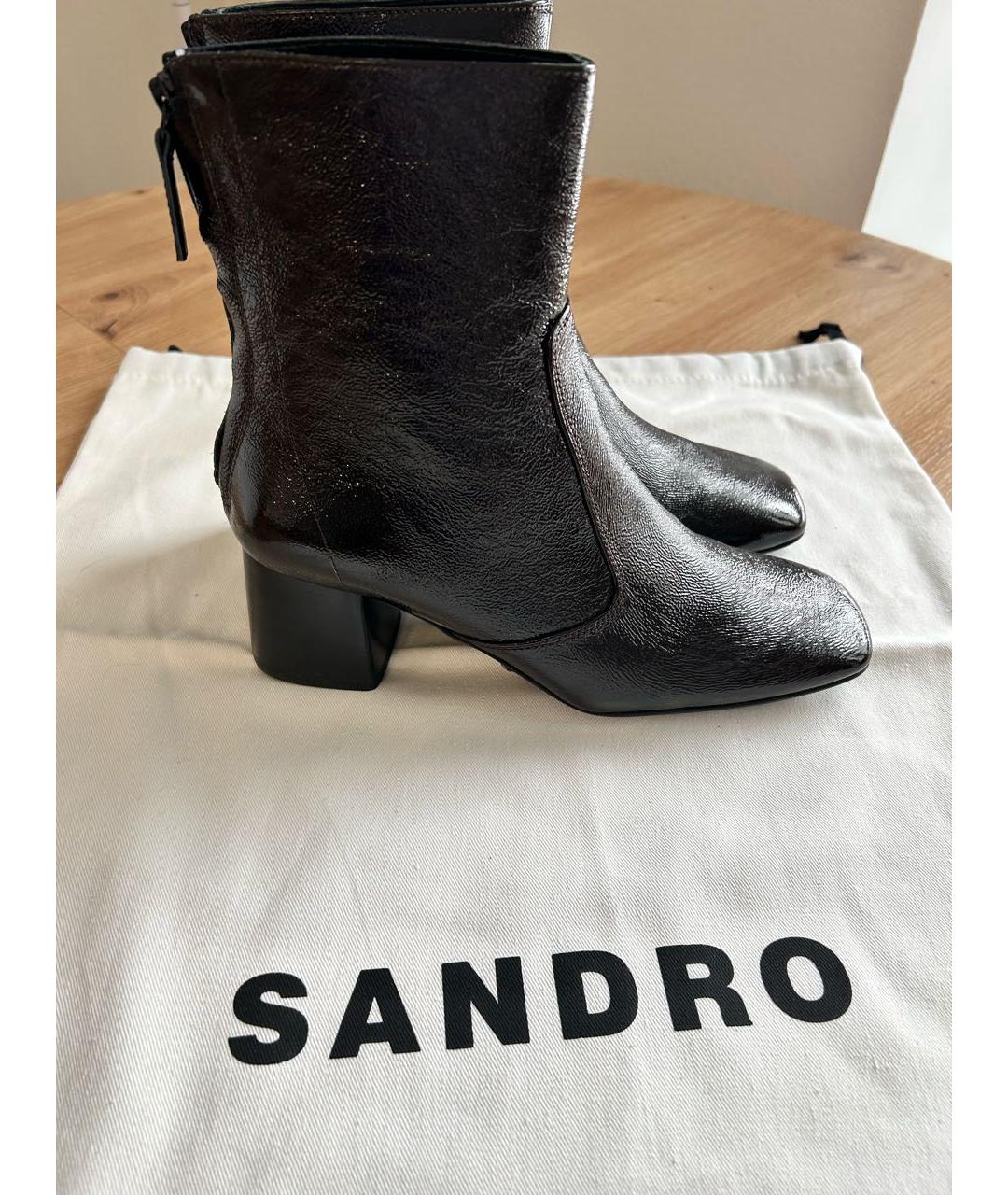 SANDRO Коричневые ботильоны из лакированной кожи, фото 6