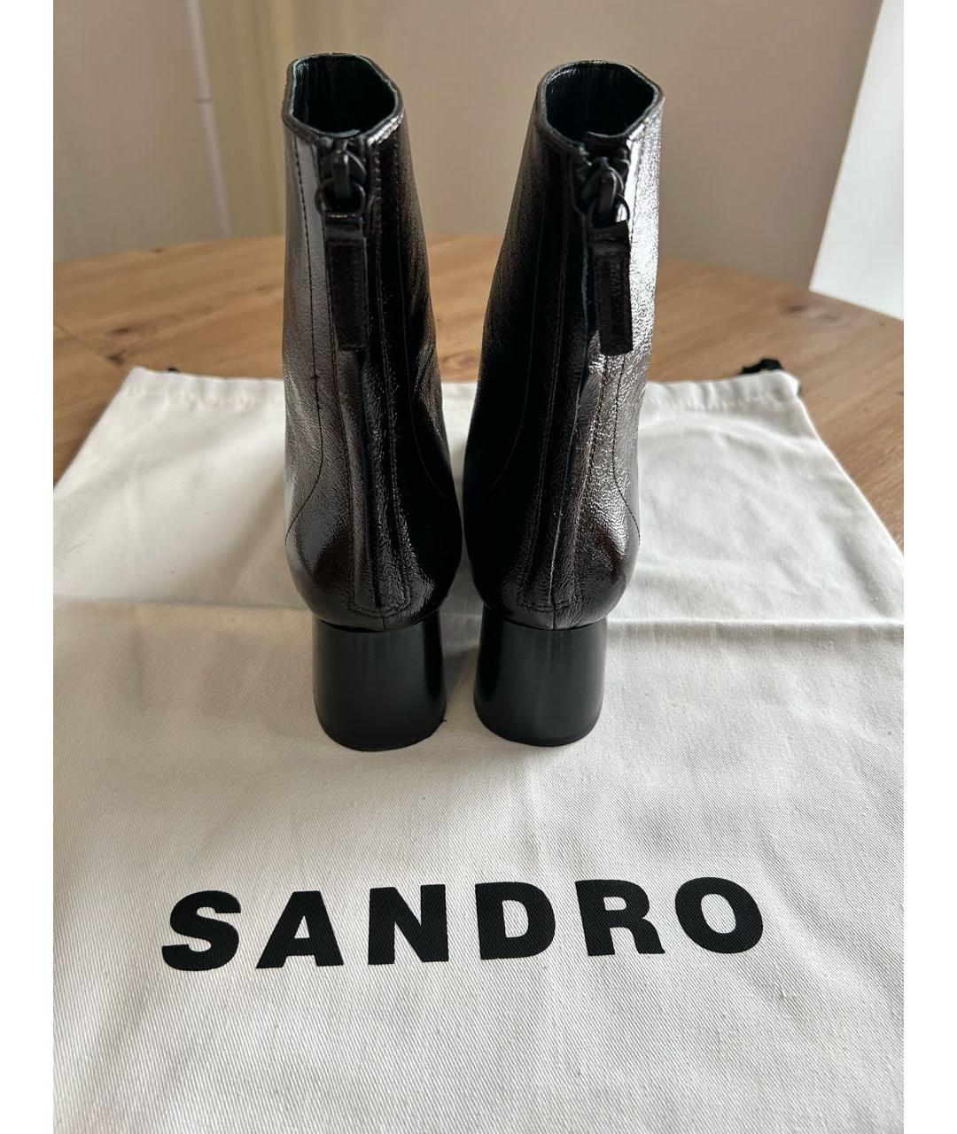 SANDRO Коричневые ботильоны из лакированной кожи, фото 4