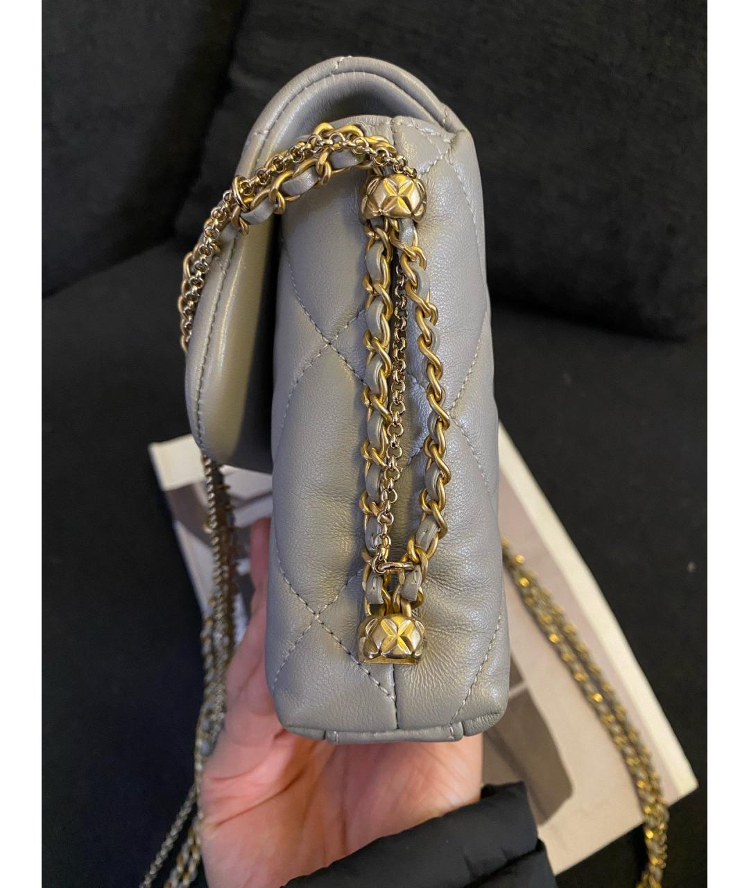 CHANEL Серая кожаная сумка через плечо, фото 4