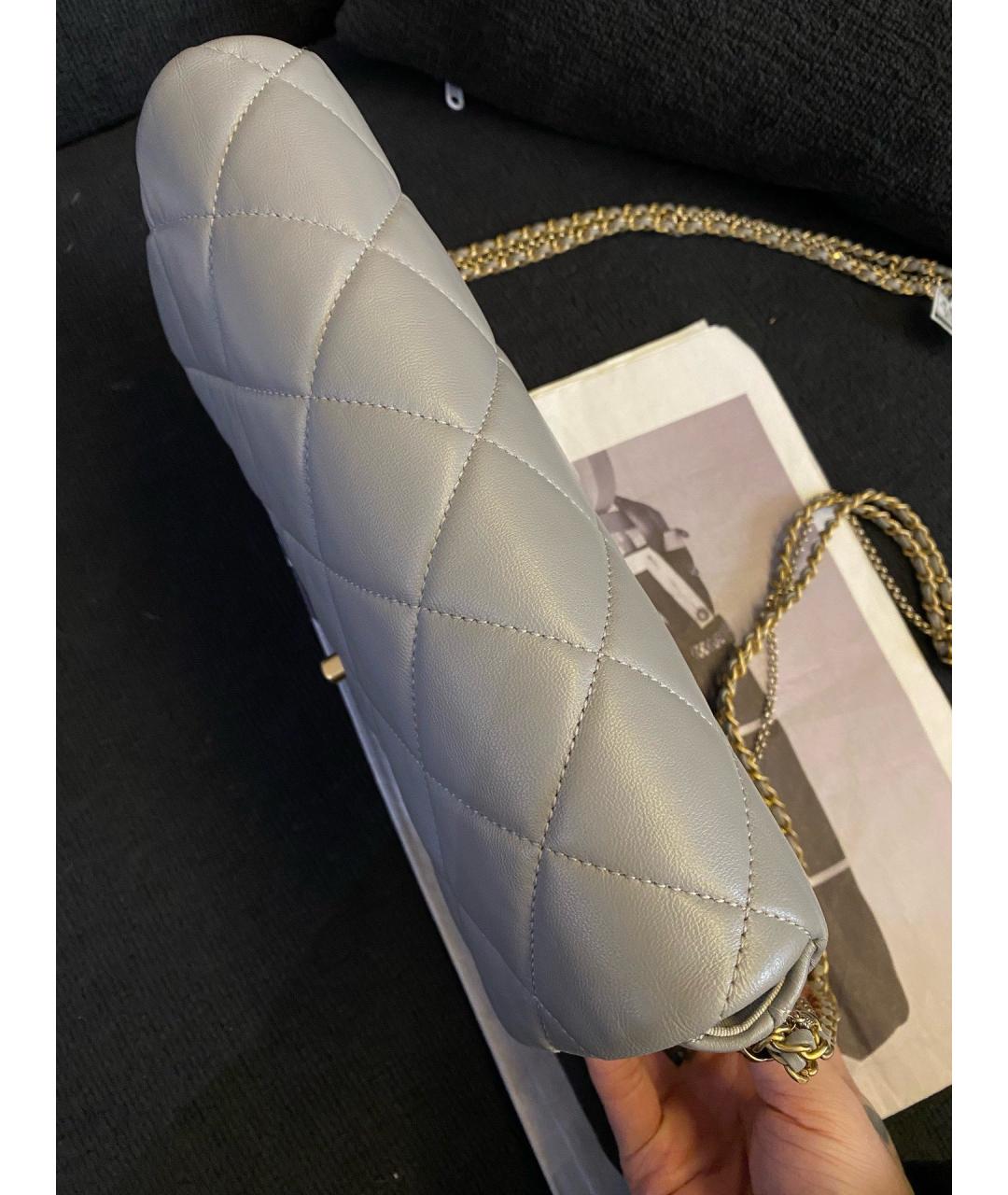 CHANEL Серая кожаная сумка через плечо, фото 2