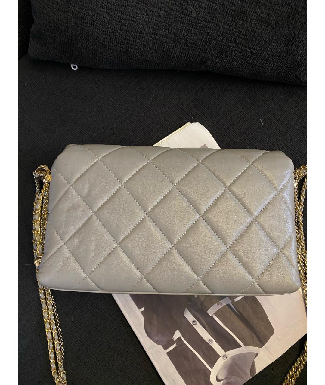 CHANEL Серая кожаная сумка через плечо, фото 3