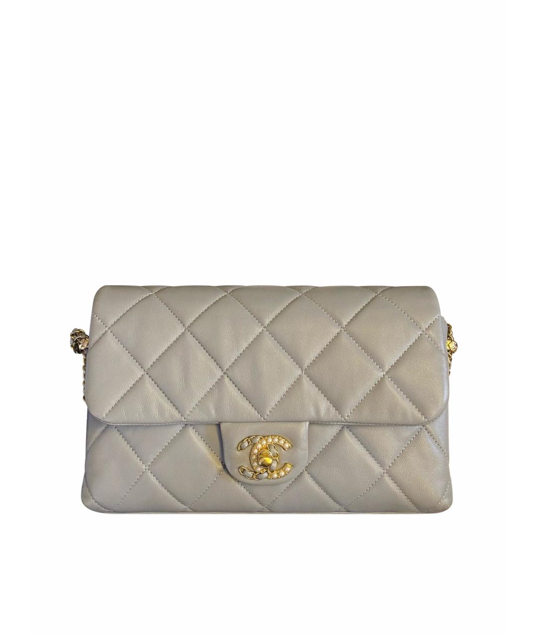 CHANEL Серая кожаная сумка через плечо, фото 9