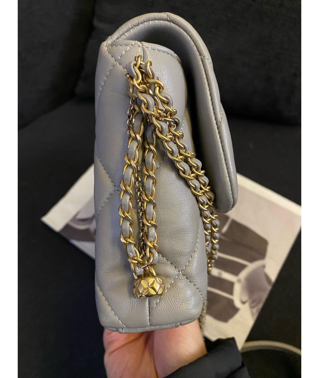 CHANEL Серая кожаная сумка через плечо, фото 5