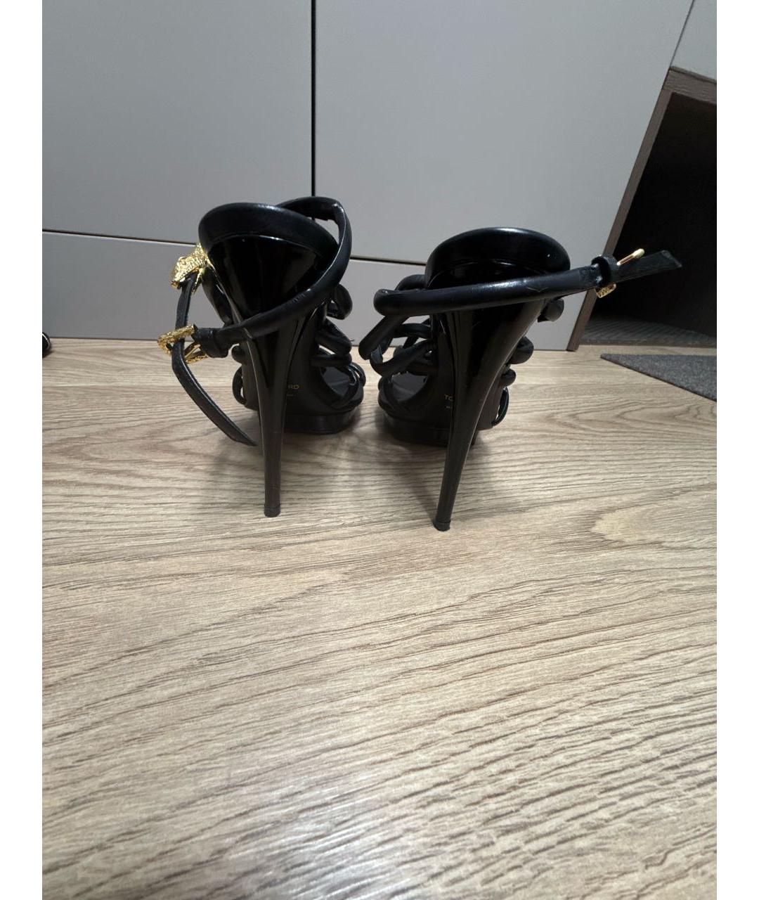 TOM FORD Черные кожаные босоножки, фото 4