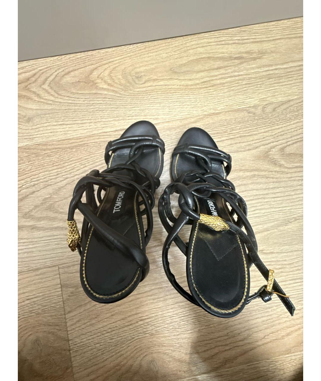 TOM FORD Черные кожаные босоножки, фото 3