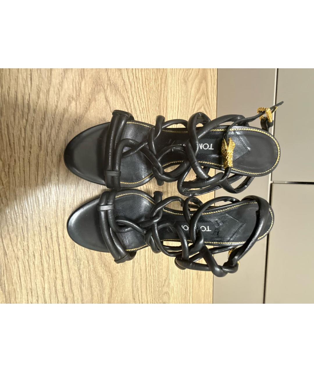 TOM FORD Черные кожаные босоножки, фото 2