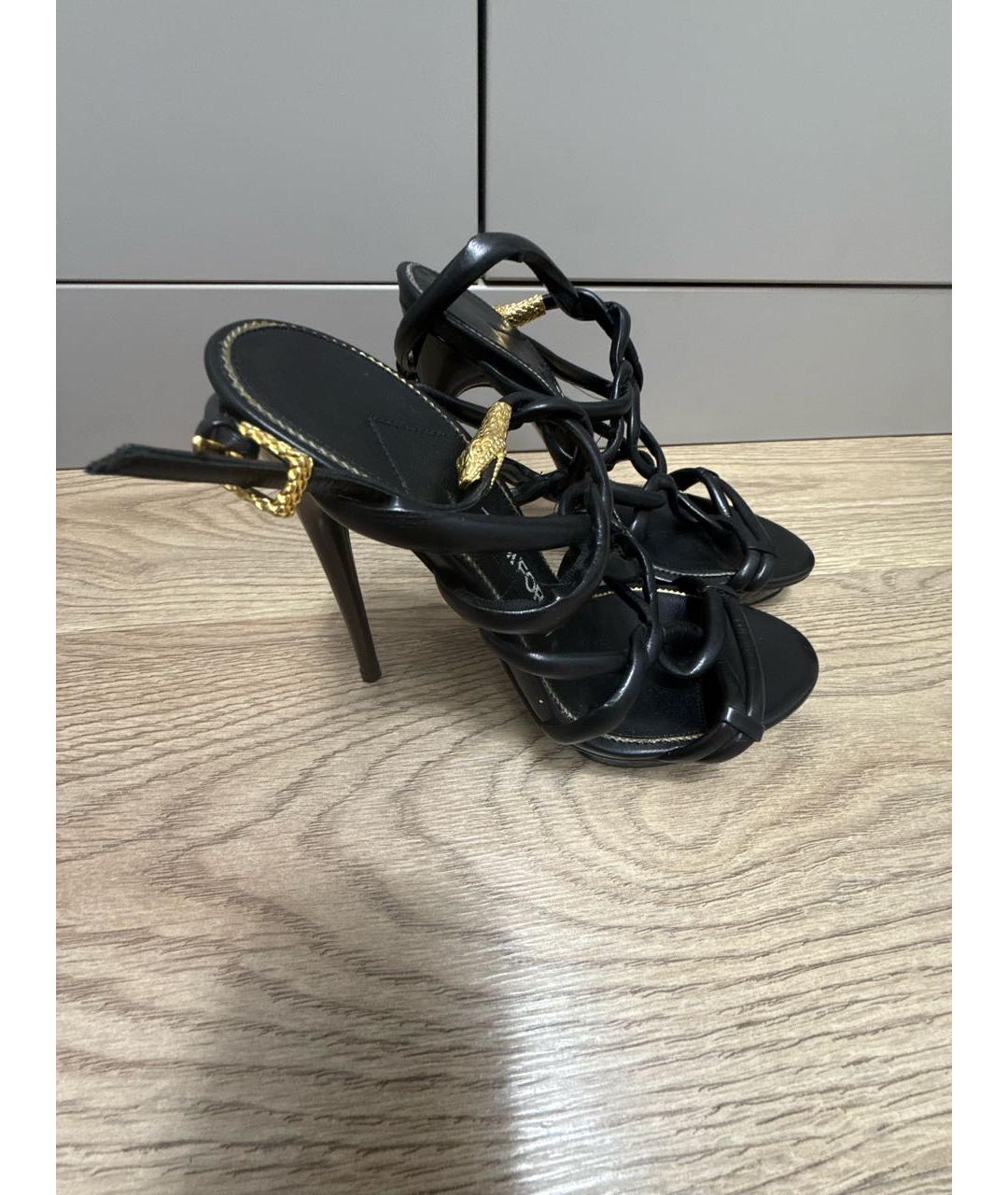 TOM FORD Черные кожаные босоножки, фото 9