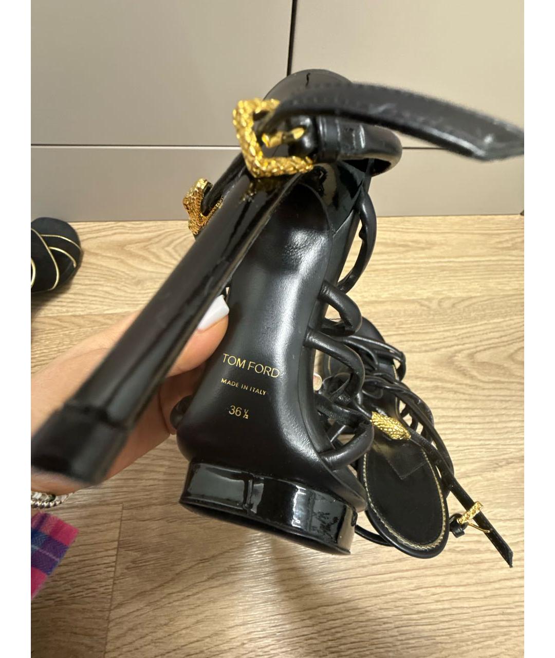 TOM FORD Черные кожаные босоножки, фото 5