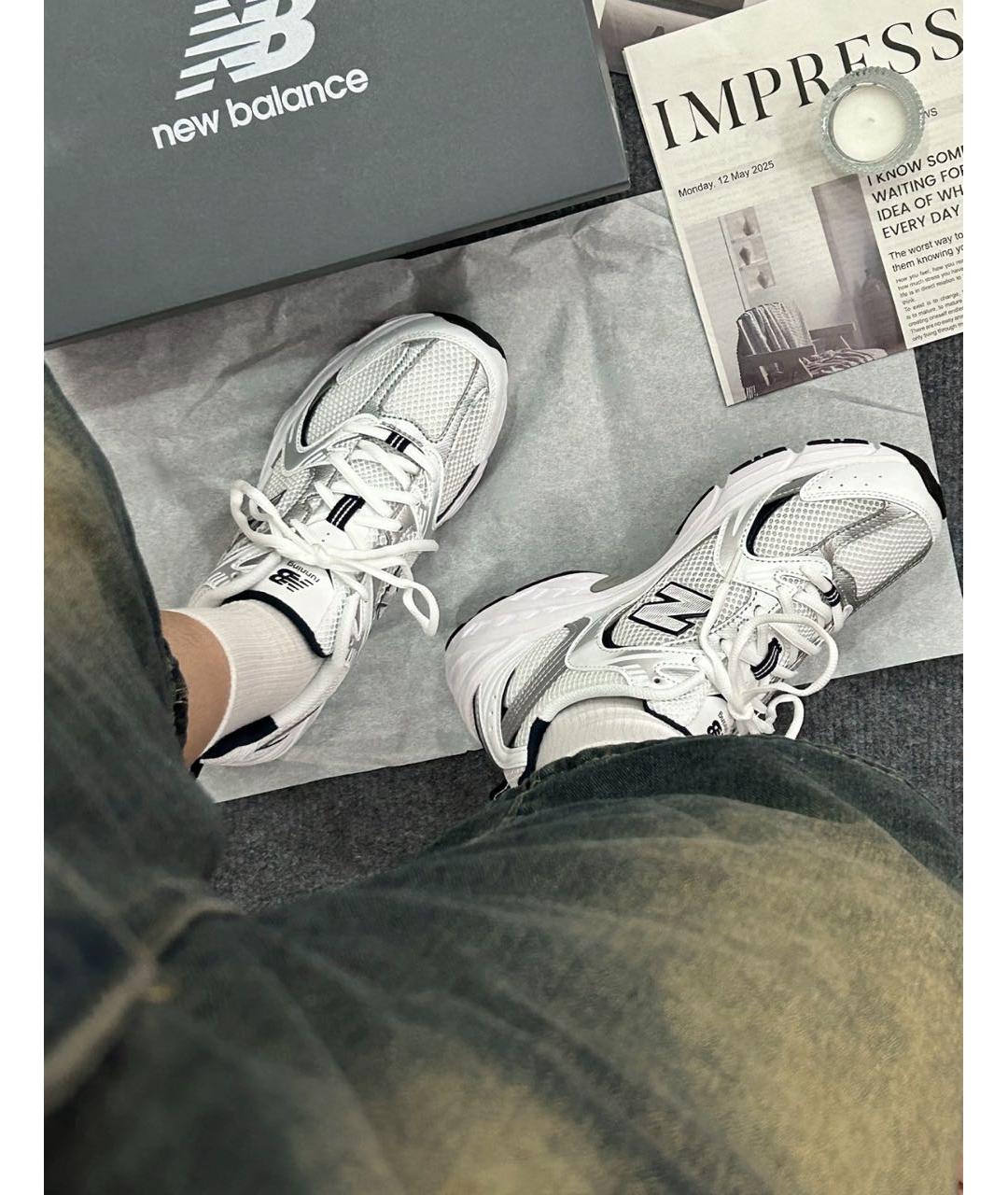 NEW BALANCE Белые текстильные кроссовки, фото 4