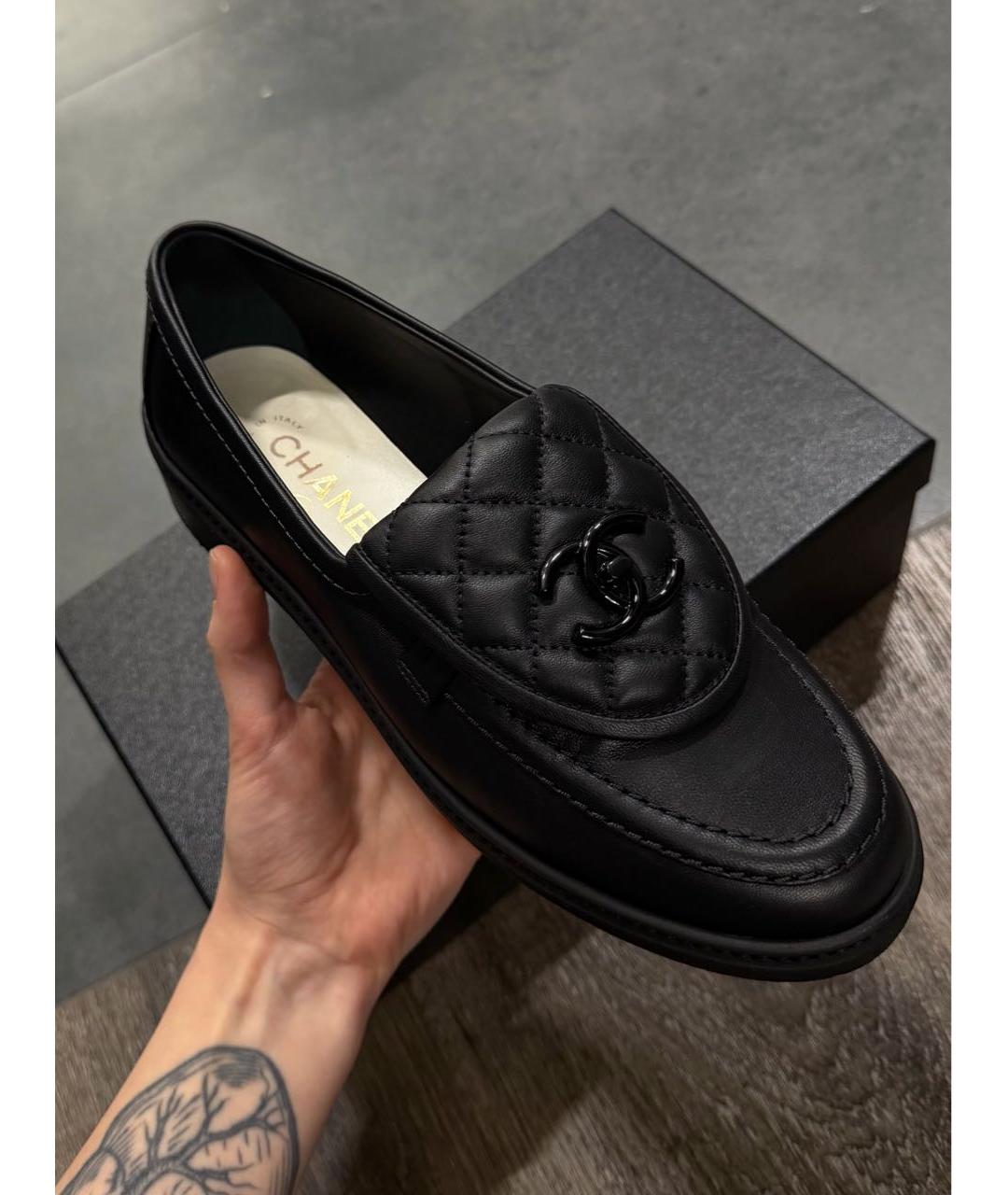 CHANEL Черные кожаные лоферы, фото 5