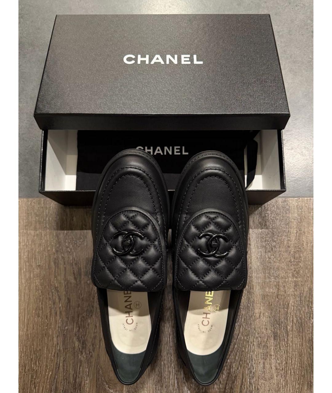 CHANEL Черные кожаные лоферы, фото 4