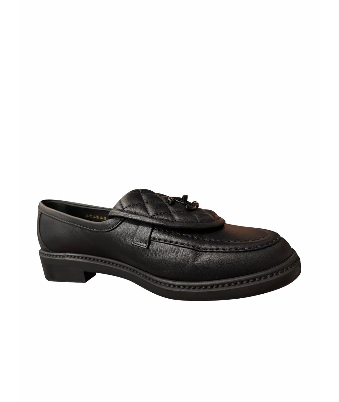 CHANEL Черные кожаные лоферы, фото 1