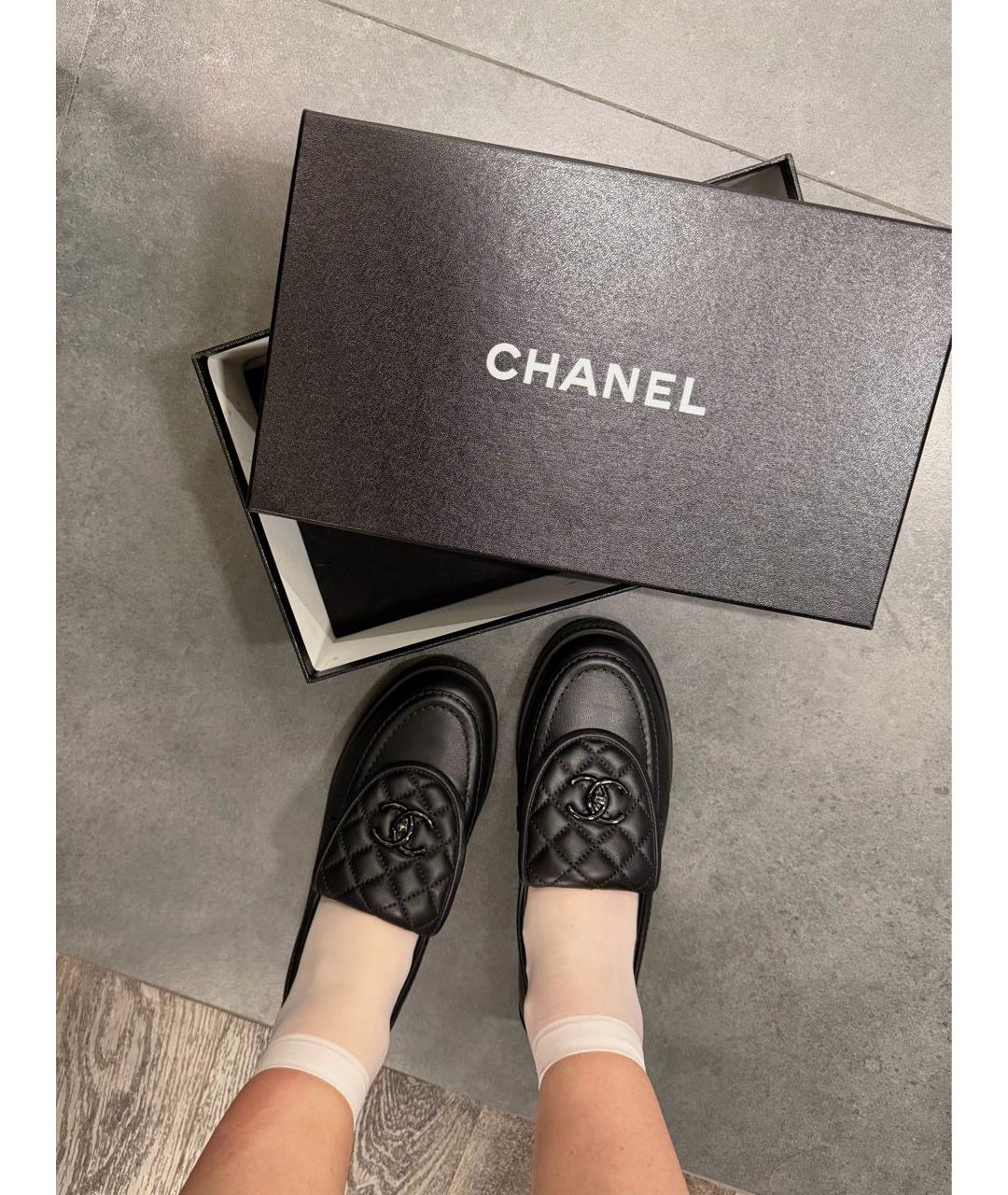 CHANEL Черные кожаные лоферы, фото 6