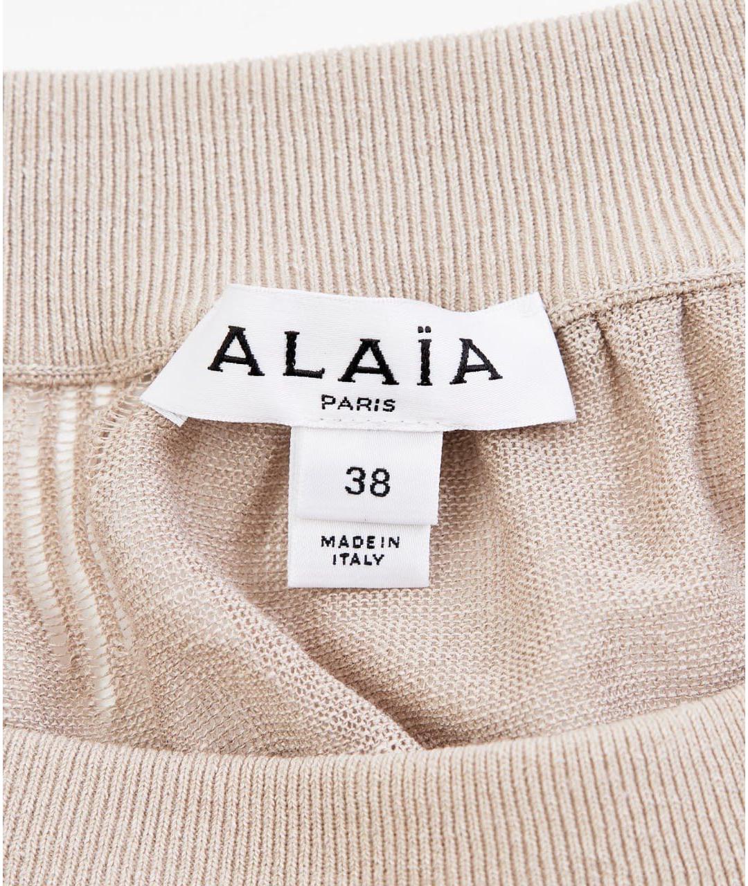 ALAIA Бежевые льняные брюки широкие, фото 3