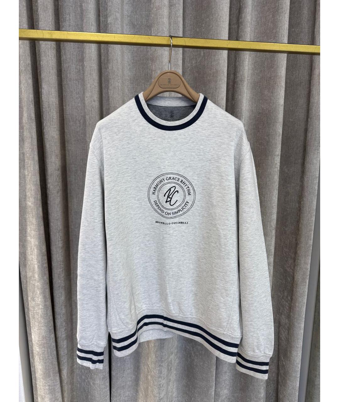 BRUNELLO CUCINELLI Серый хлопковый джемпер / свитер, фото 5