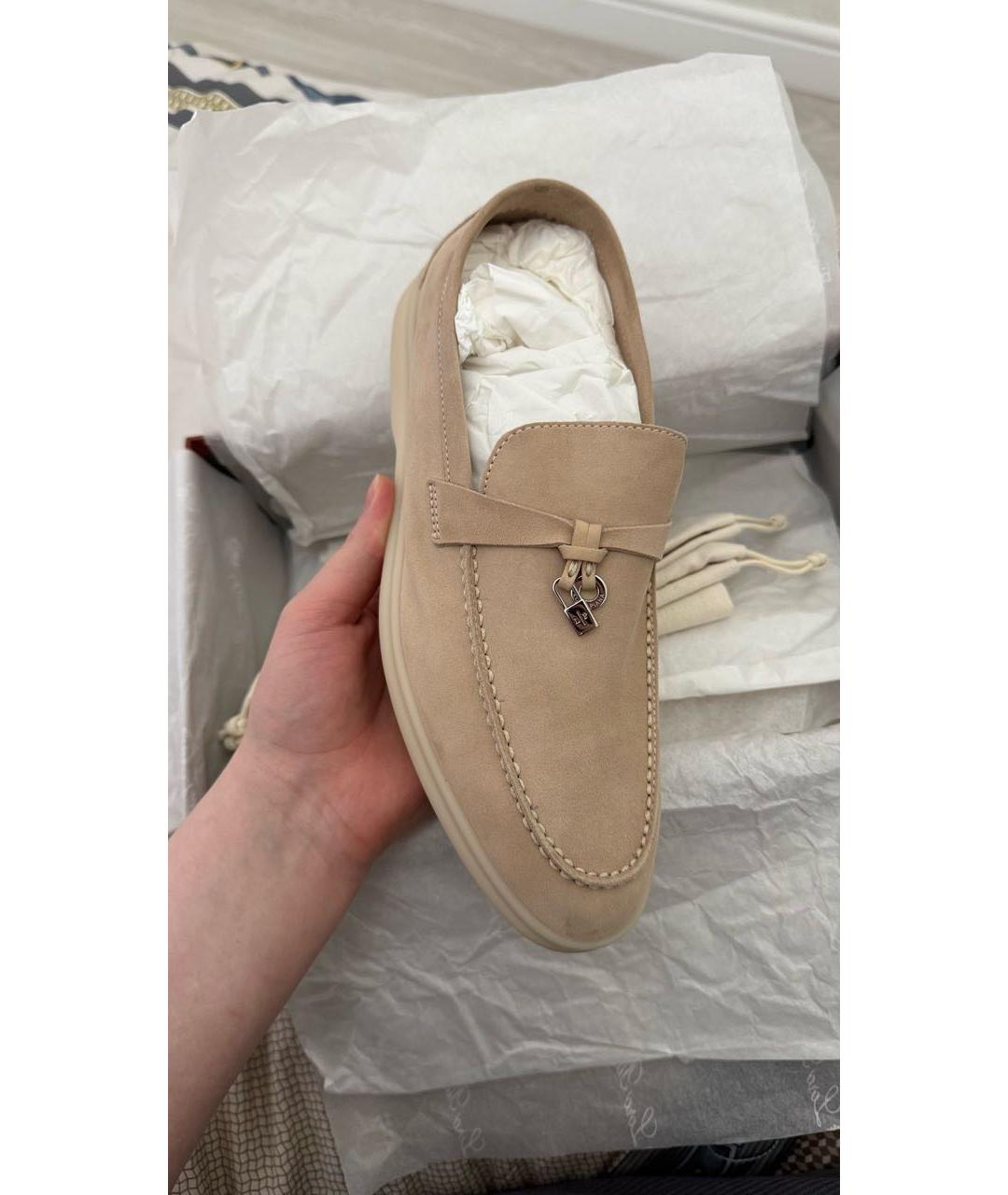 LORO PIANA Бежевые замшевые лоферы, фото 2