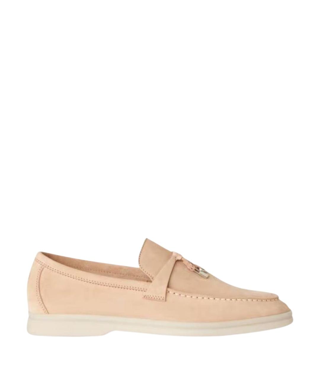 LORO PIANA Бежевые замшевые лоферы, фото 1