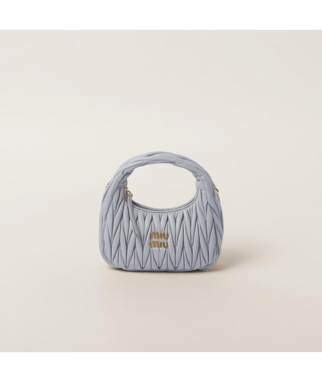 MIU MIU Серая кожаная сумка с короткими ручками, фото 5