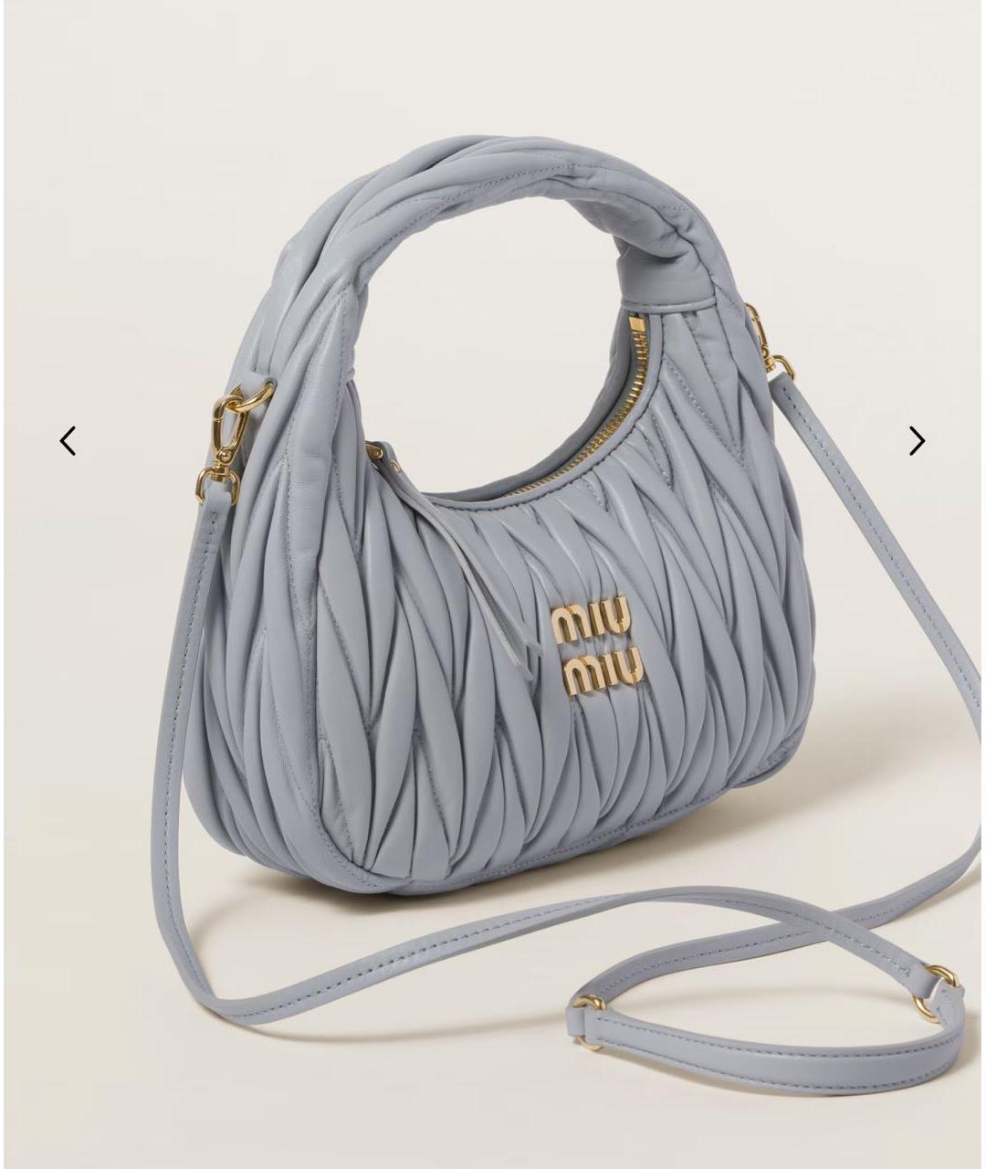 MIU MIU Серая кожаная сумка с короткими ручками, фото 3