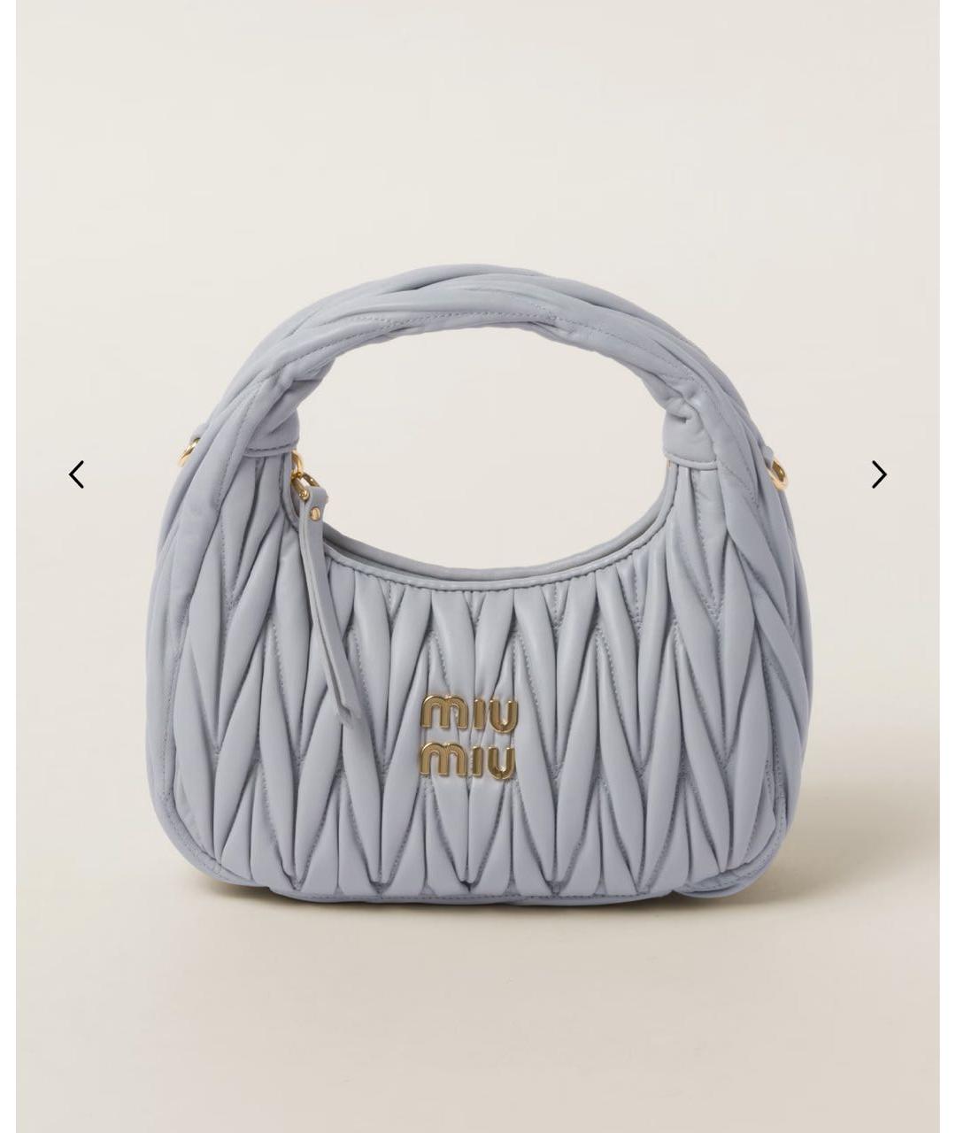 MIU MIU Серая кожаная сумка с короткими ручками, фото 2