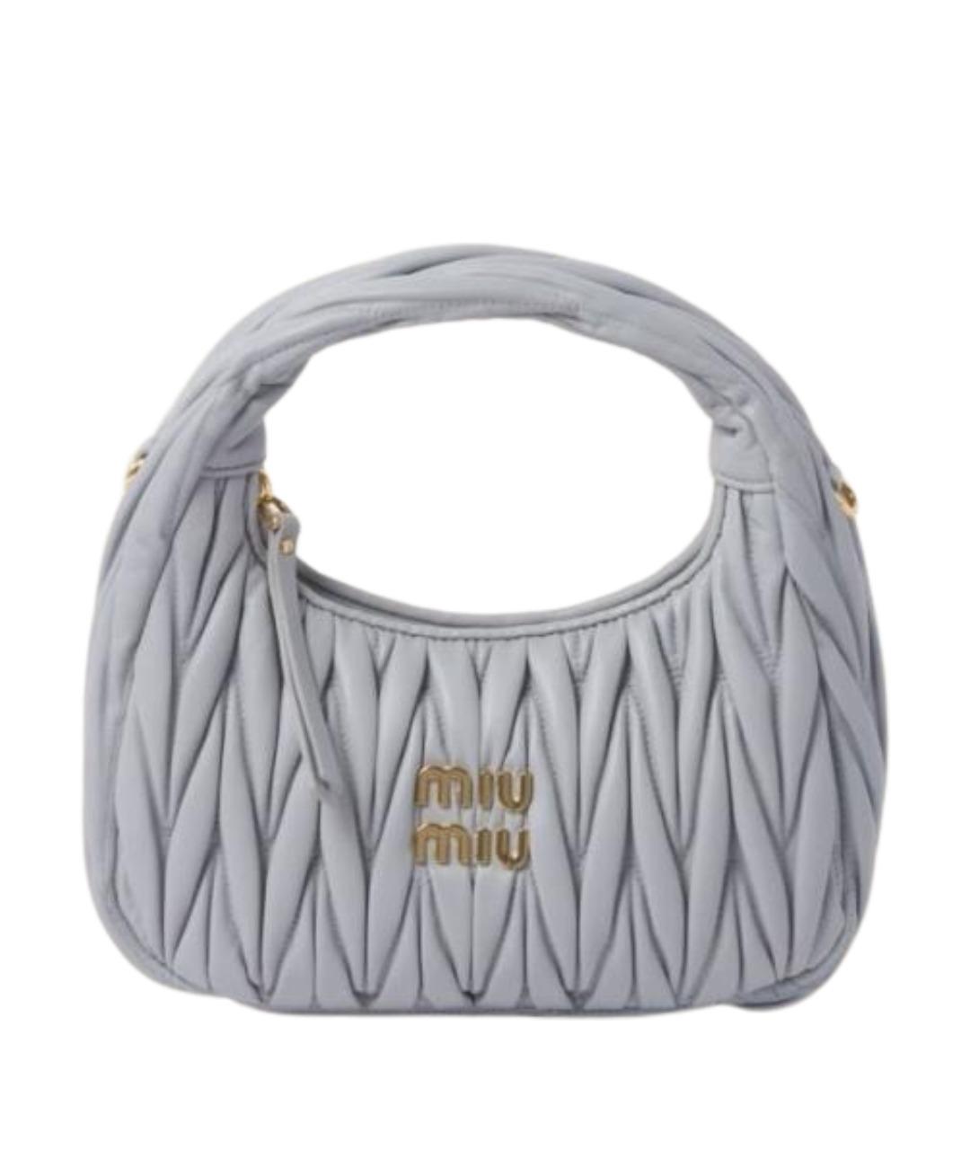 MIU MIU Серая кожаная сумка с короткими ручками, фото 1