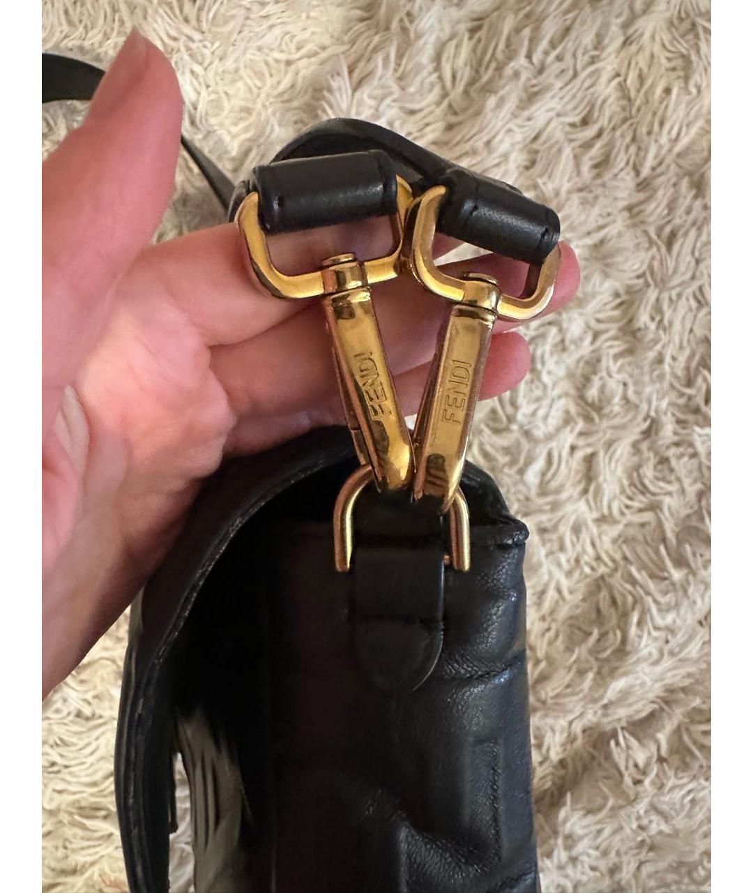 FENDI Черная кожаная сумка через плечо, фото 7