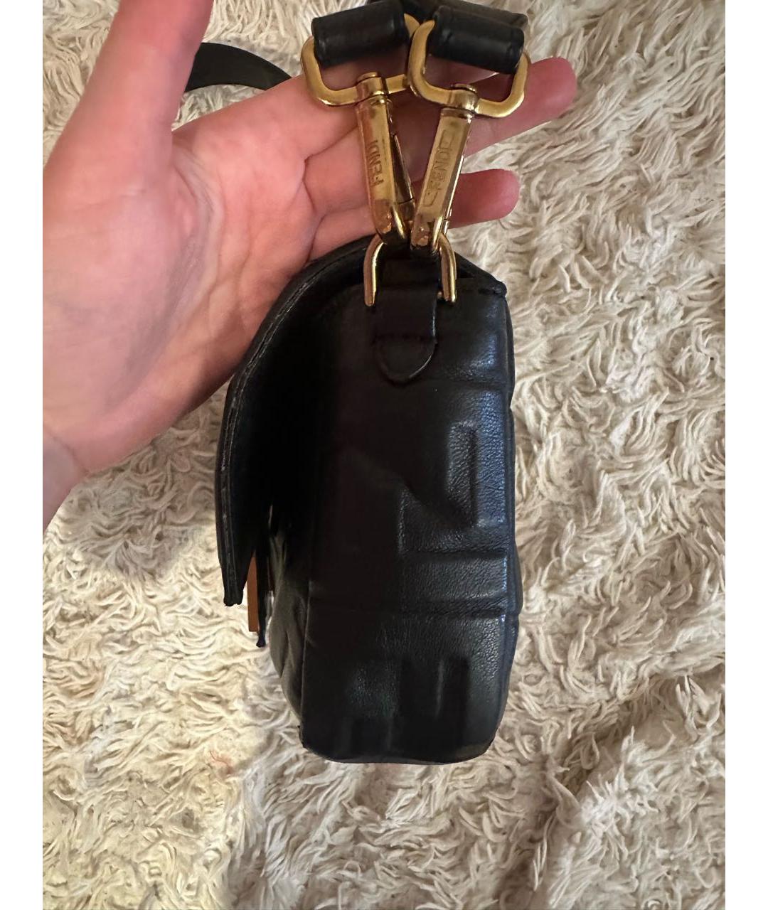 FENDI Черная кожаная сумка через плечо, фото 5