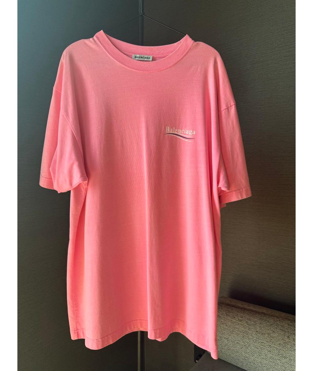 BALENCIAGA Розовая хлопковая футболка, фото 4