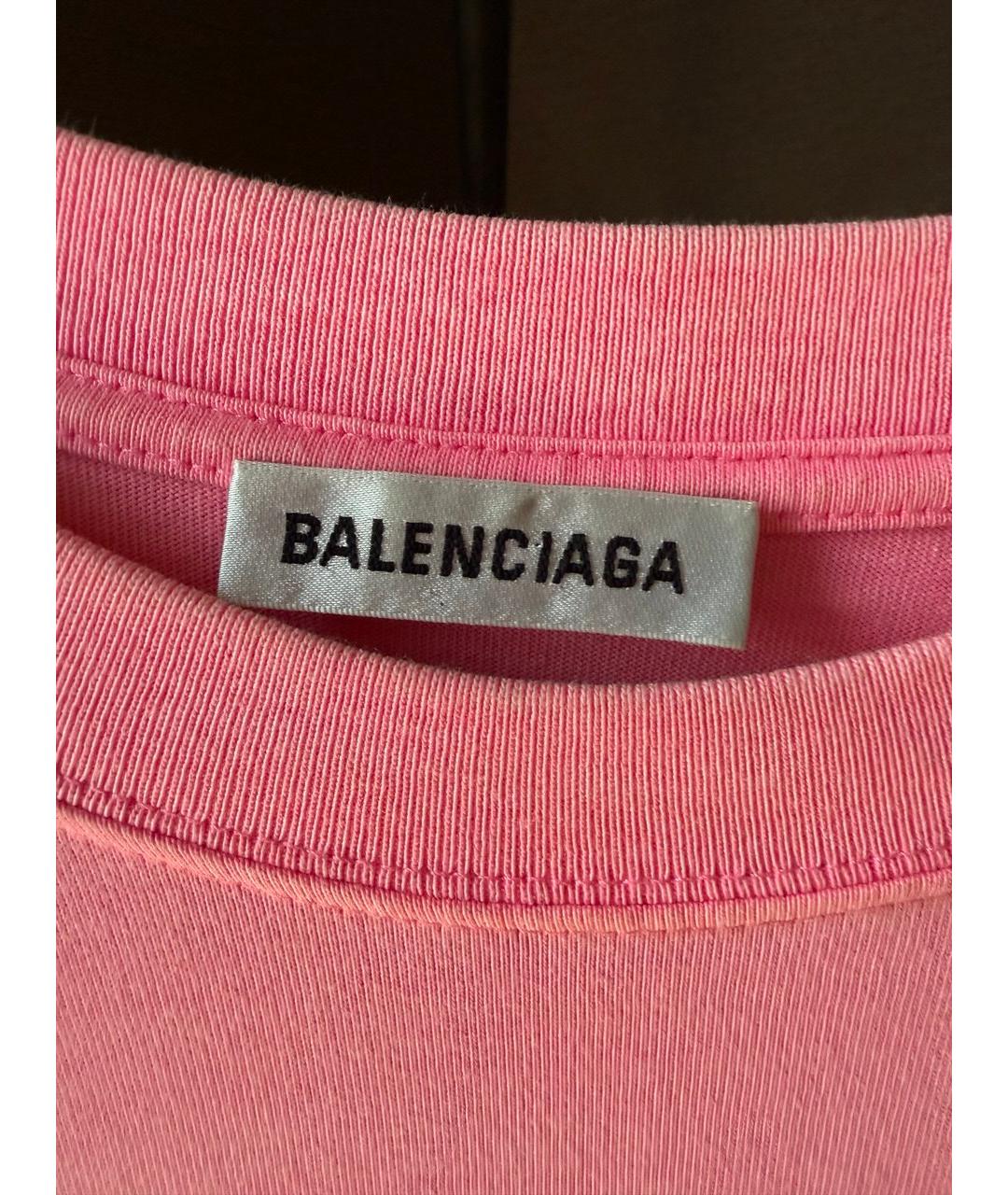 BALENCIAGA Розовая хлопковая футболка, фото 3