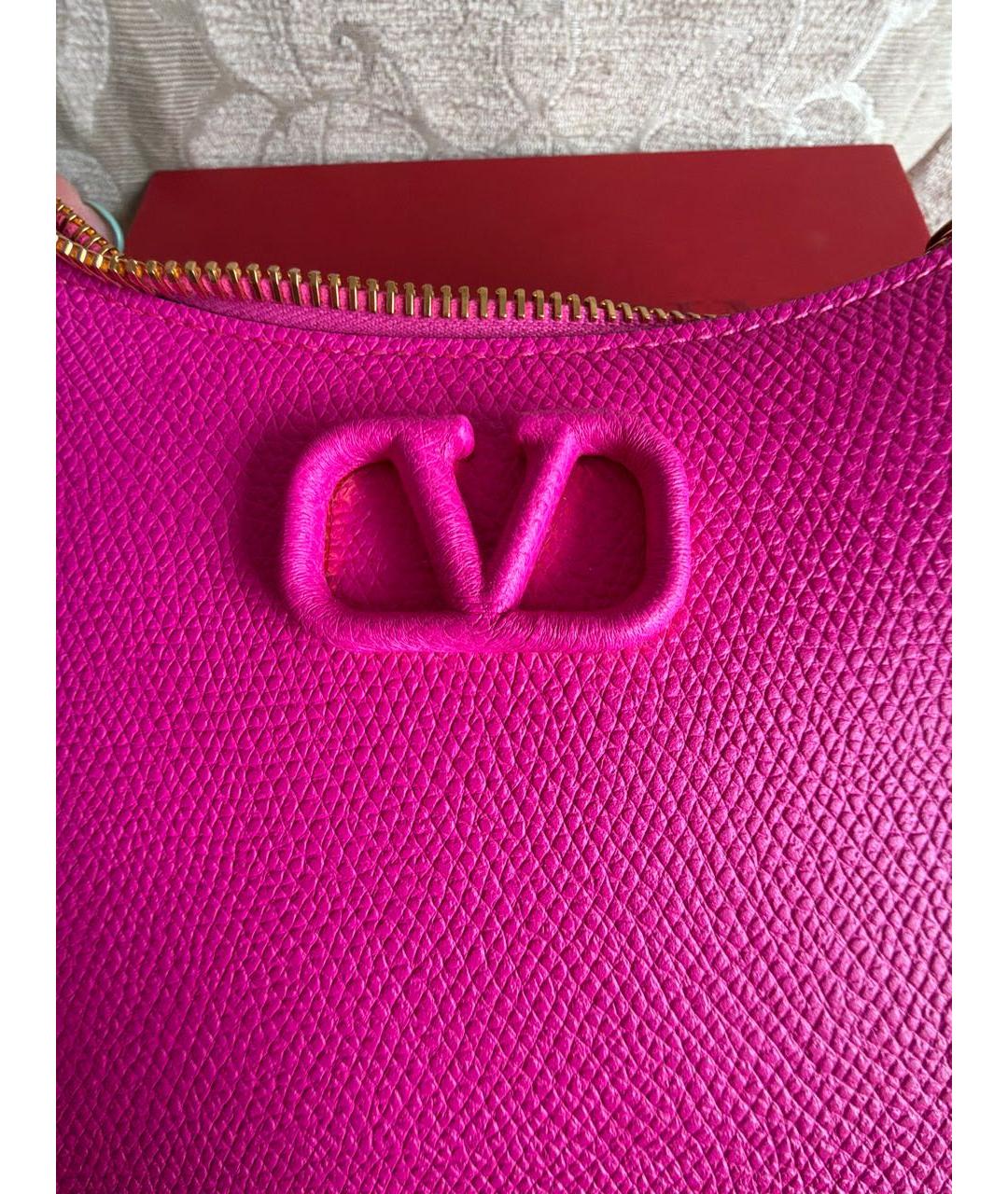 VALENTINO Фуксия кожаная сумка через плечо, фото 5