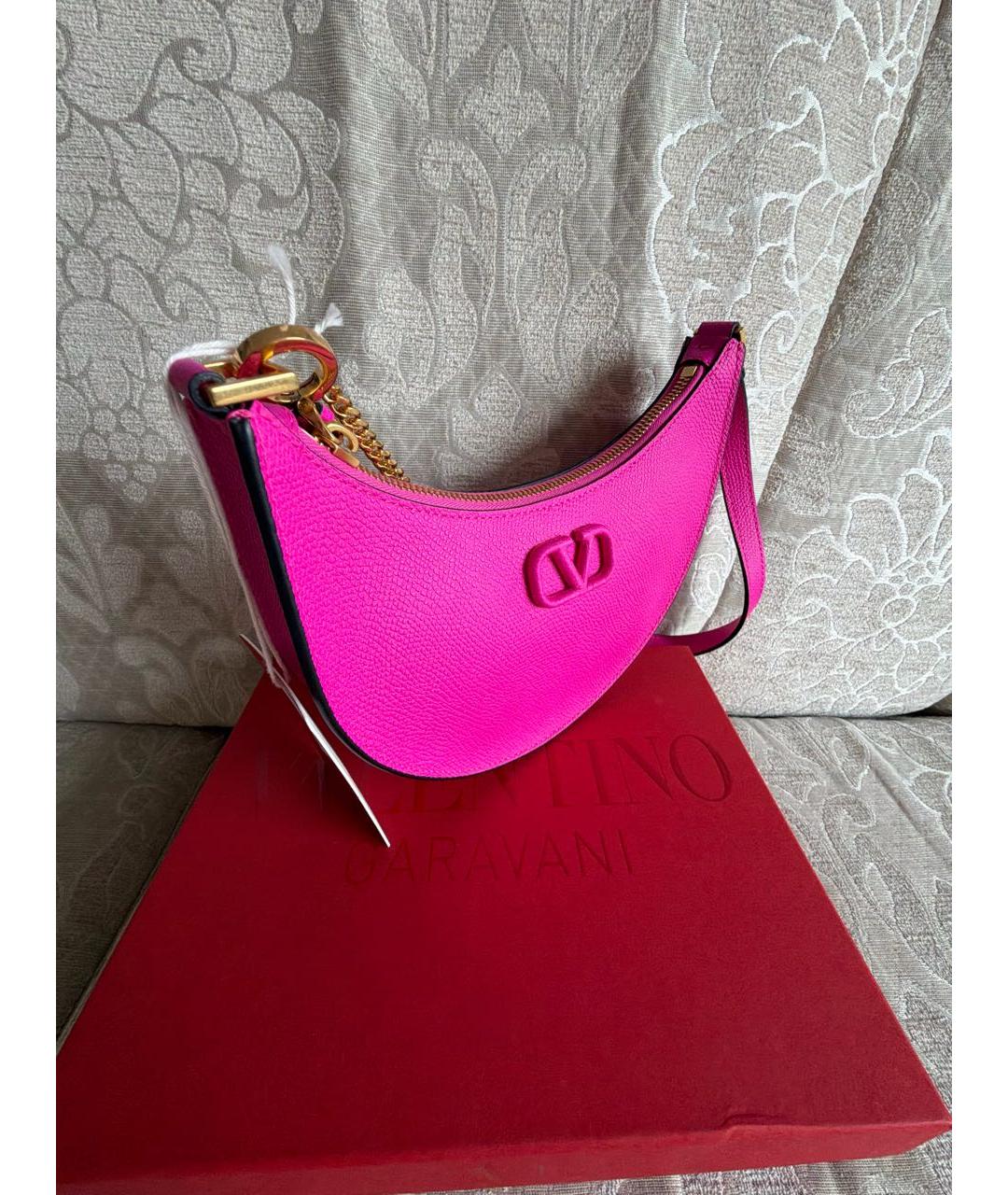 VALENTINO Фуксия кожаная сумка через плечо, фото 2