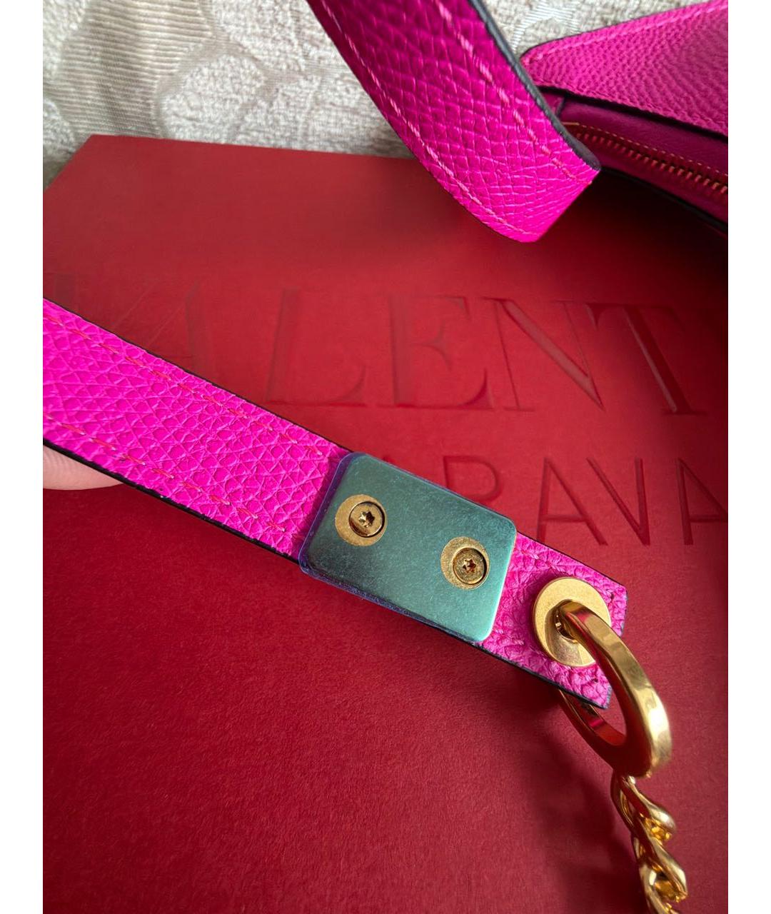 VALENTINO Фуксия кожаная сумка через плечо, фото 6