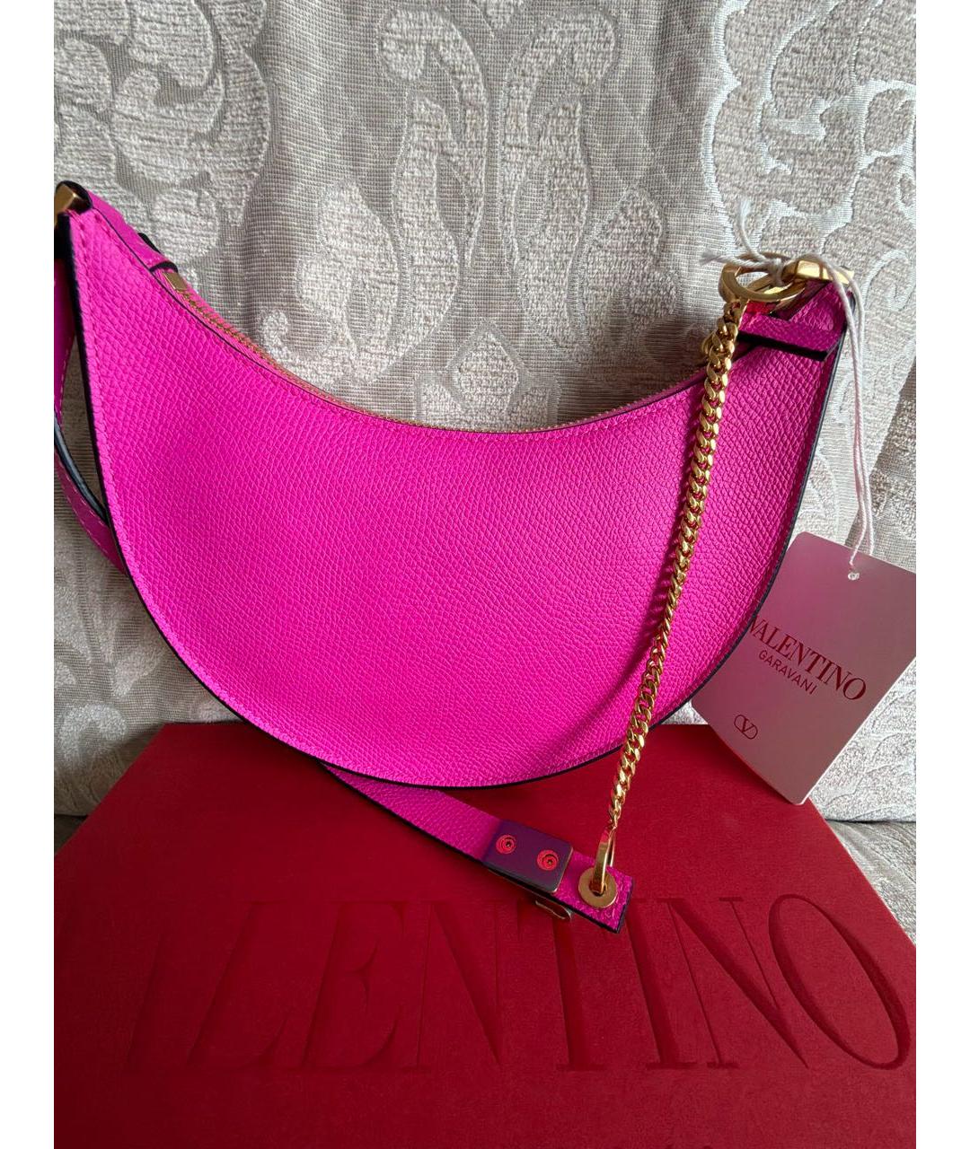 VALENTINO Фуксия кожаная сумка через плечо, фото 3