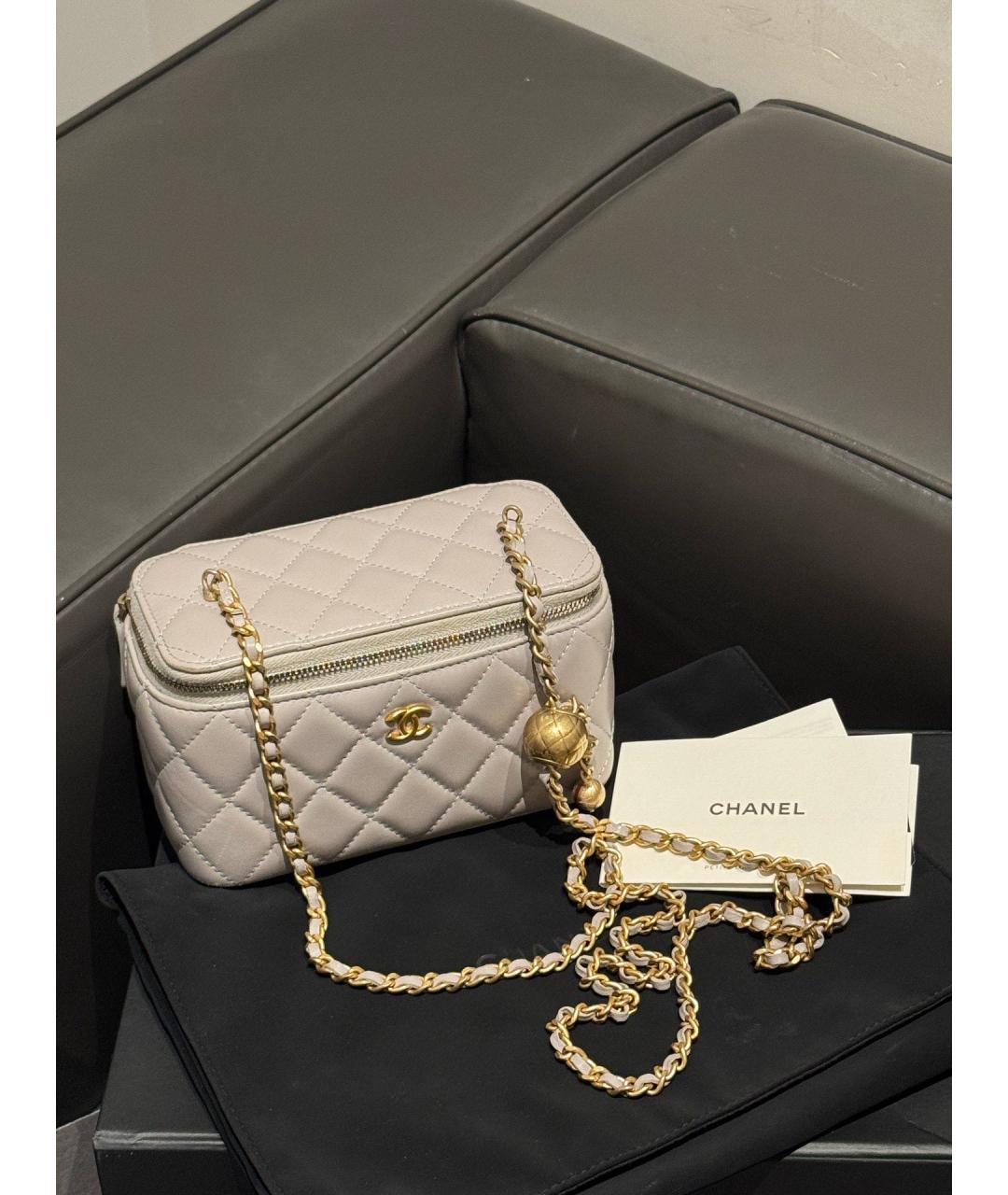 CHANEL Серая кожаная сумка через плечо, фото 4