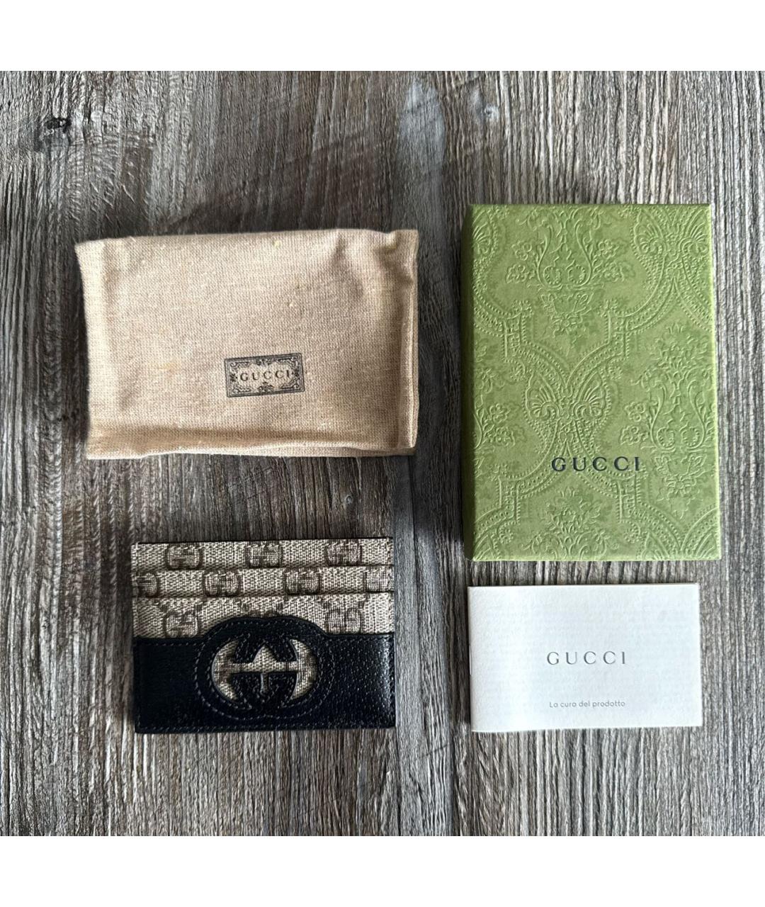 GUCCI Черный кожаный кардхолдер, фото 5