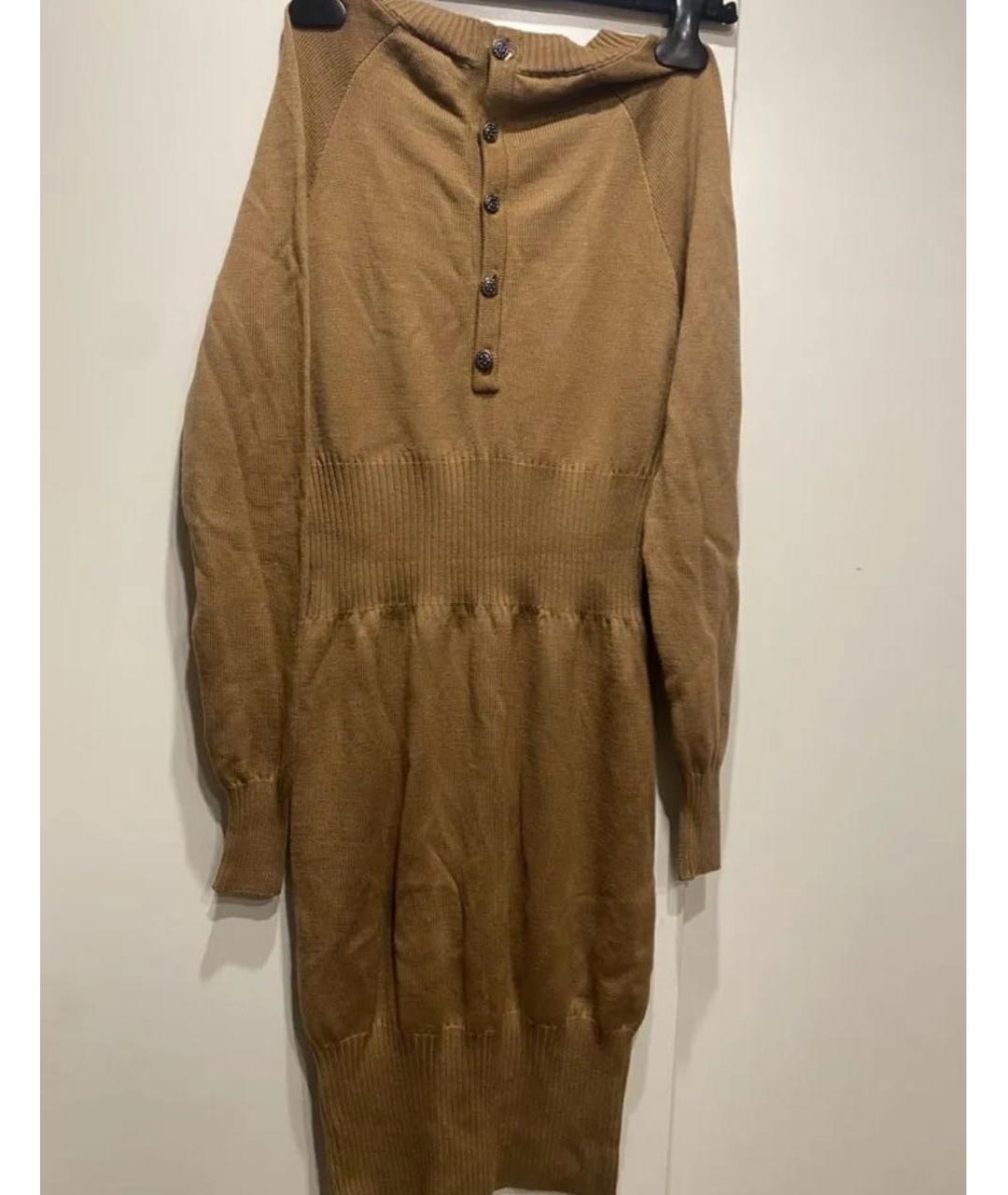 CHANEL Коричневое кашемировое повседневное платье, фото 3